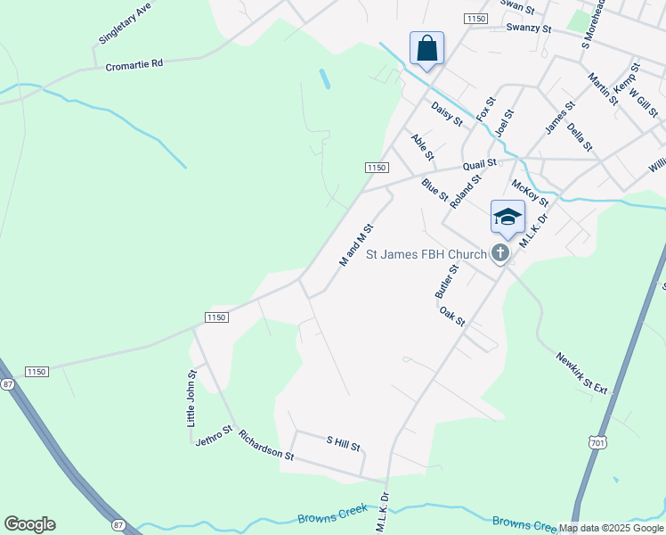 map of restaurants, bars, coffee shops, grocery stores, and more near 904 M and M Street in Elizabethtown
