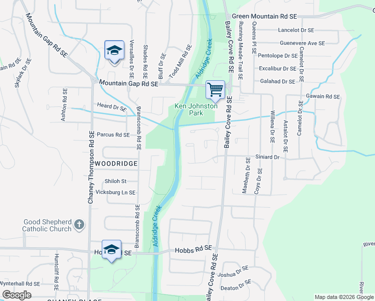 map of restaurants, bars, coffee shops, grocery stores, and more near 1007 Brighton Circle Southeast in Huntsville