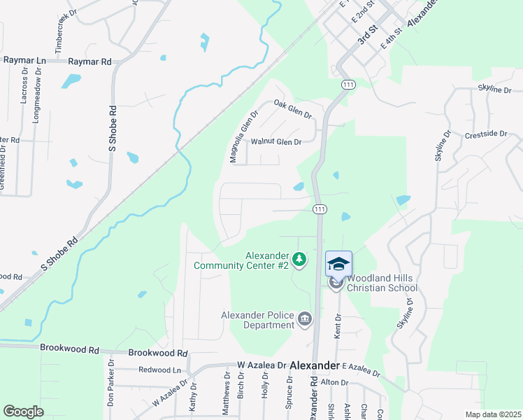 map of restaurants, bars, coffee shops, grocery stores, and more near 1121 Meadows Edge Drive in Alexander