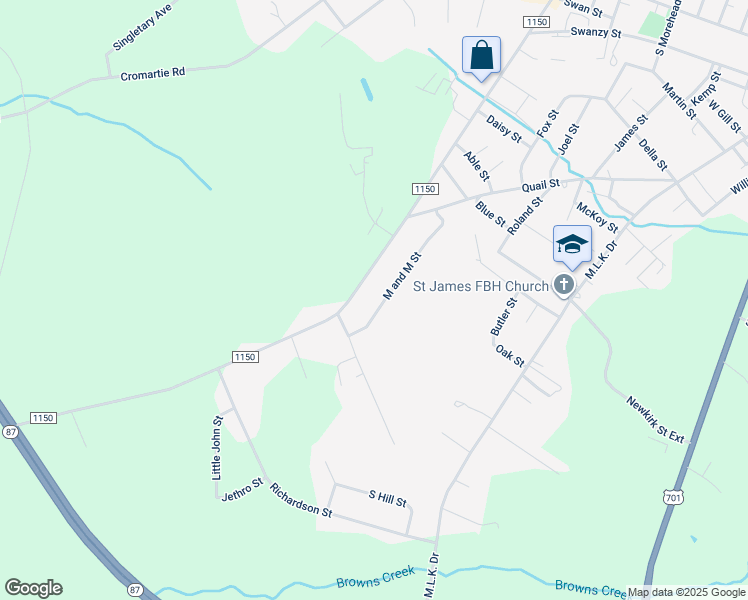 map of restaurants, bars, coffee shops, grocery stores, and more near 904 M and M Street in Elizabethtown