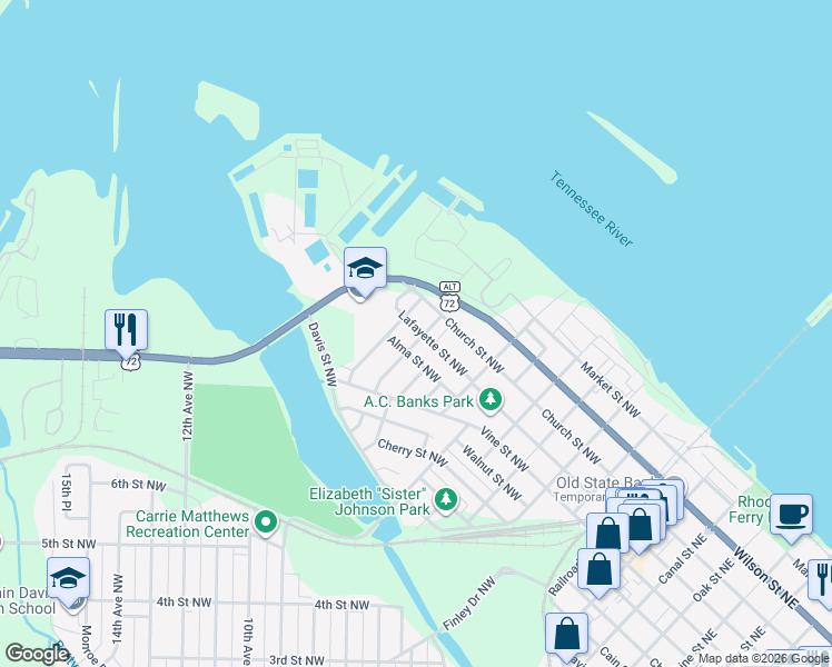 map of restaurants, bars, coffee shops, grocery stores, and more near 752 Cashin Street Northwest in Decatur