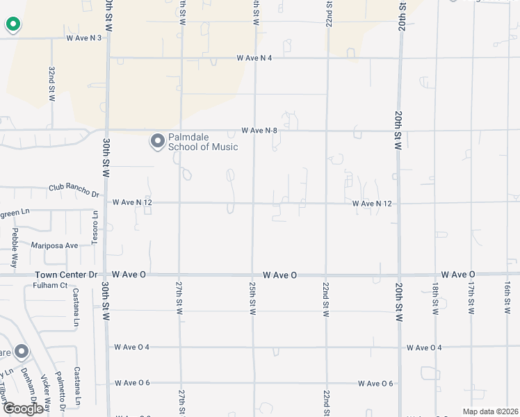 map of restaurants, bars, coffee shops, grocery stores, and more near 2350 West Avenue North 12 in Palmdale