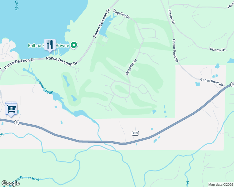 map of restaurants, bars, coffee shops, grocery stores, and more near 86 Magellan Drive in Hot Springs Village