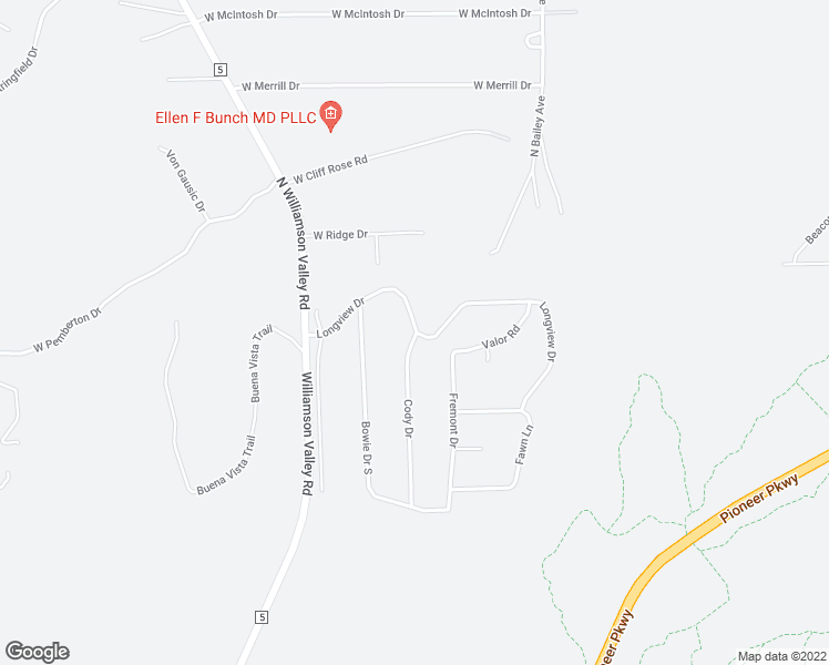 map of restaurants, bars, coffee shops, grocery stores, and more near 1055 Longview Drive in Prescott
