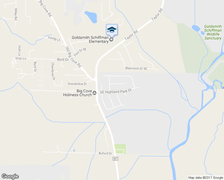 map of restaurants, bars, coffee shops, grocery stores, and more near 4507 Southeast Highland Park Drive in Owens Cross Roads