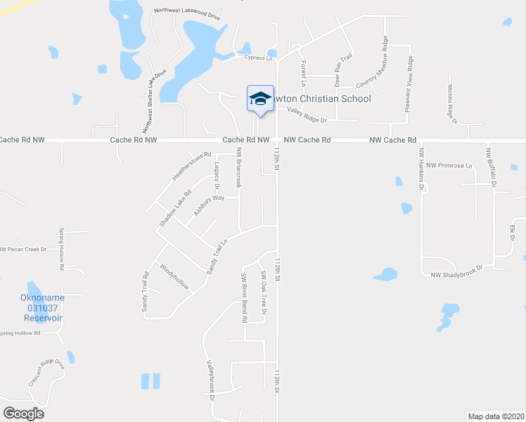 map of restaurants, bars, coffee shops, grocery stores, and more near Northwest Shady Trail Circle in Lawton