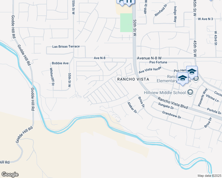 map of restaurants, bars, coffee shops, grocery stores, and more near 40701 West Rancho Vista Boulevard in Palmdale