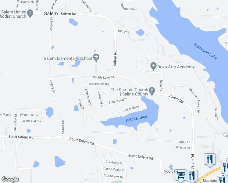 map of restaurants, bars, coffee shops, grocery stores, and more near 2875 Lakeland Drive in Benton