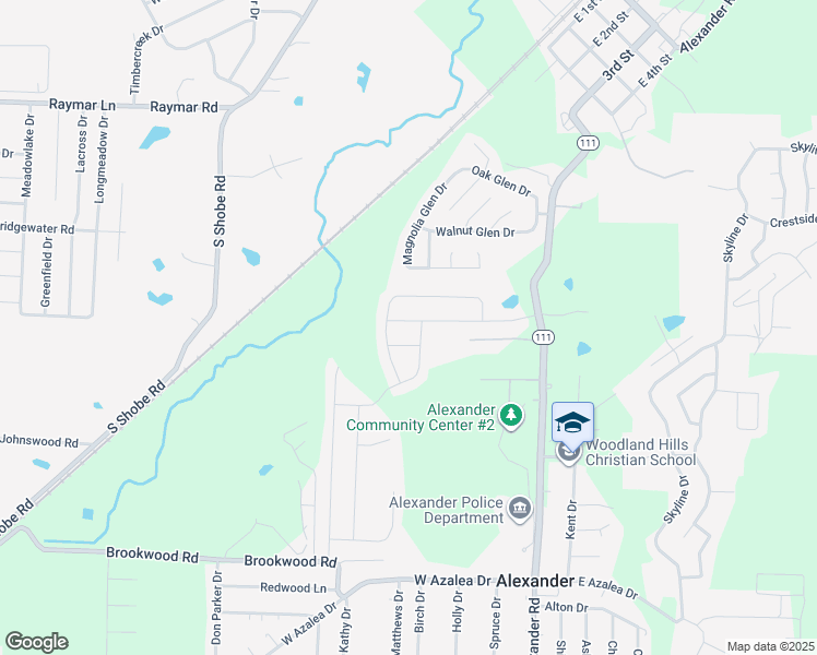 map of restaurants, bars, coffee shops, grocery stores, and more near 1179 Meadows Edge Drive in Alexander