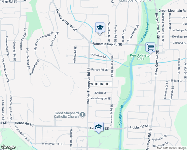 map of restaurants, bars, coffee shops, grocery stores, and more near 1032 Sharpsburg Drive Southeast in Huntsville