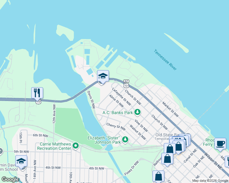 map of restaurants, bars, coffee shops, grocery stores, and more near 752 Cashin Street Northwest in Decatur