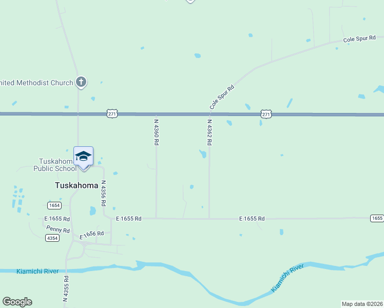 map of restaurants, bars, coffee shops, grocery stores, and more near 165309 North 4362 Road in Tuskahoma