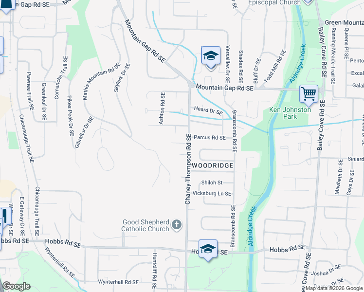 map of restaurants, bars, coffee shops, grocery stores, and more near 710 Captiva Court Southeast in Huntsville