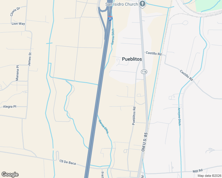 map of restaurants, bars, coffee shops, grocery stores, and more near 61 Pueblitos Road in Belen