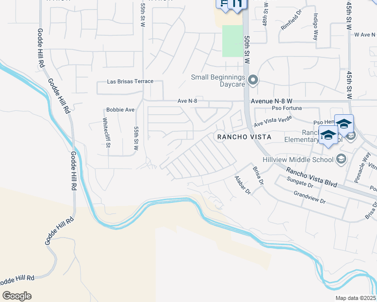 map of restaurants, bars, coffee shops, grocery stores, and more near 40701 Rancho Vista Boulevard in Palmdale