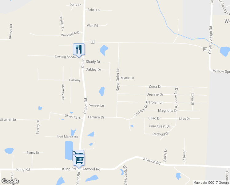 map of restaurants, bars, coffee shops, grocery stores, and more near 14308 Royal Oaks Drive in Saline County