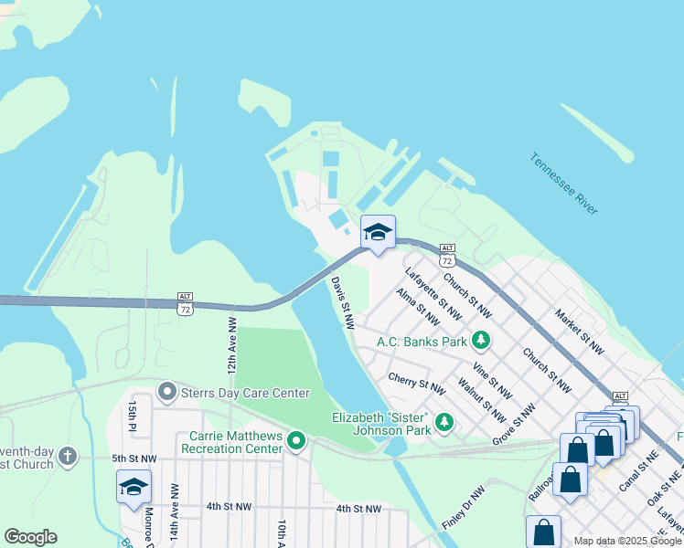 map of restaurants, bars, coffee shops, grocery stores, and more near 841 Wilson Street Northwest in Decatur