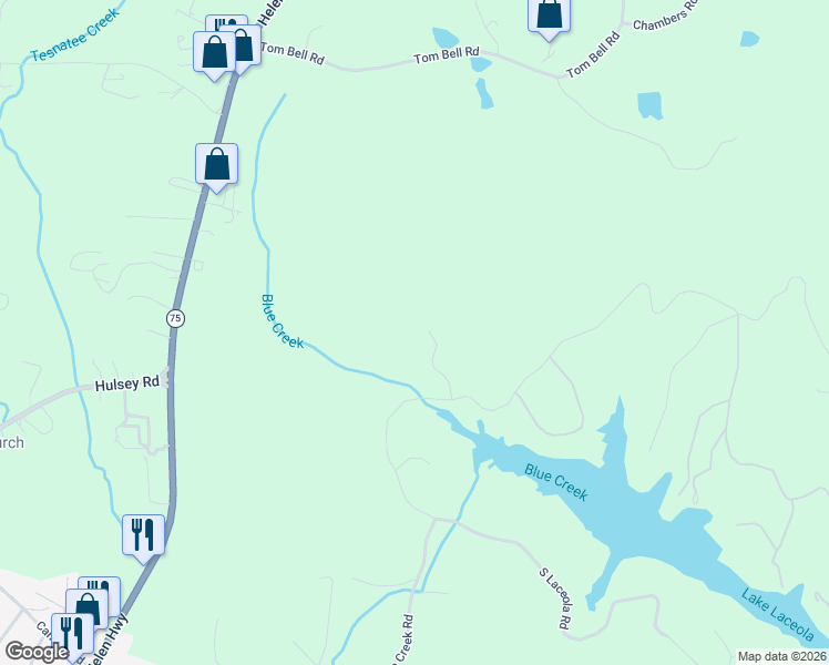 map of restaurants, bars, coffee shops, grocery stores, and more near North Laceola Road in Cleveland