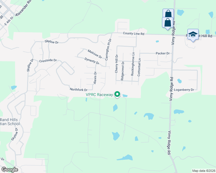 map of restaurants, bars, coffee shops, grocery stores, and more near 14214 Cherylwood Road in Alexander