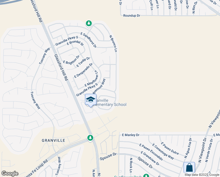 map of restaurants, bars, coffee shops, grocery stores, and more near 6885 East Yellowglen Drive in Prescott Valley