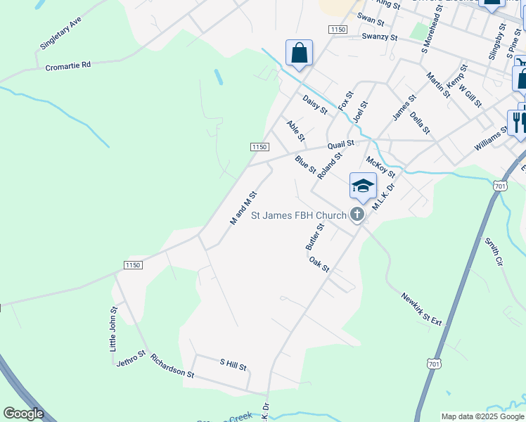 map of restaurants, bars, coffee shops, grocery stores, and more near 837 M and M Street in Elizabethtown