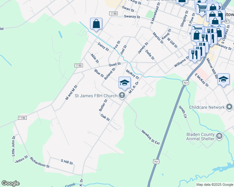 map of restaurants, bars, coffee shops, grocery stores, and more near 604 Newkirk Street in Elizabethtown