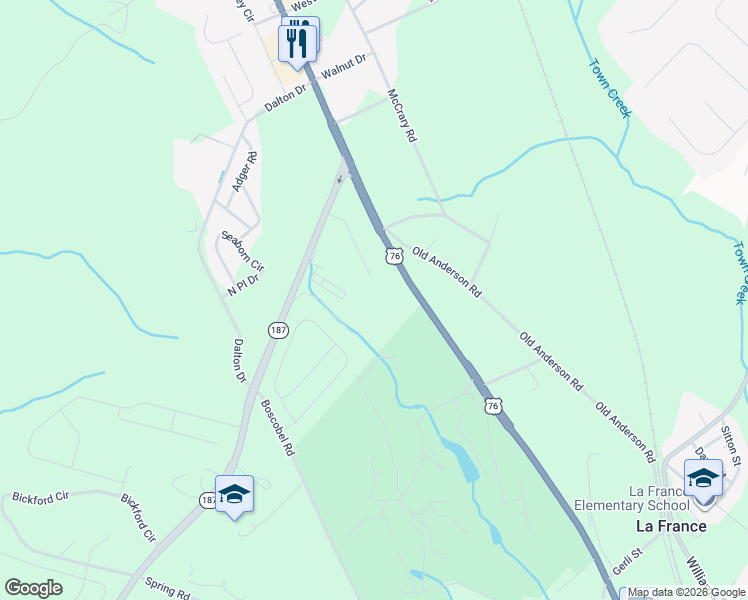 map of restaurants, bars, coffee shops, grocery stores, and more near 7221 U.S. 76 in Pendleton