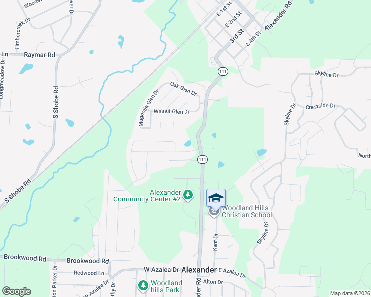 map of restaurants, bars, coffee shops, grocery stores, and more near 1009 Meadows Edge Drive in Alexander