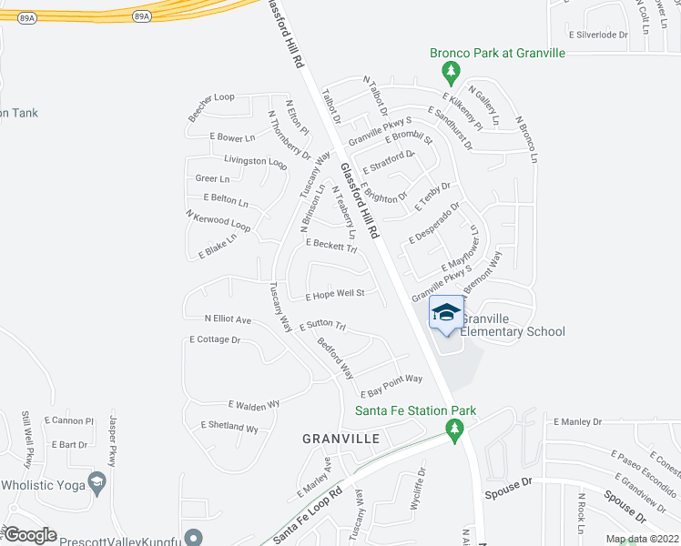 map of restaurants, bars, coffee shops, grocery stores, and more near 6453 Hickory Grove Lane in Prescott Valley