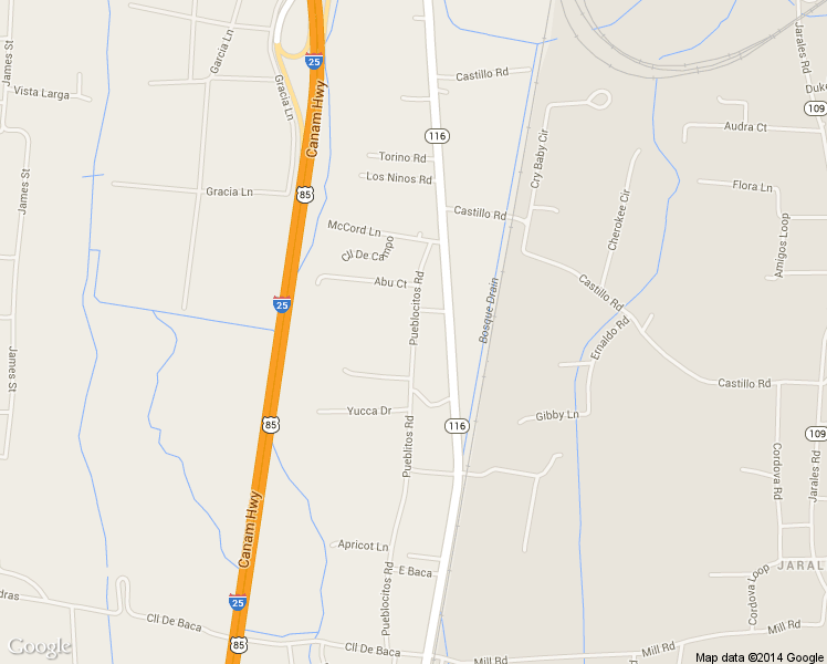 map of restaurants, bars, coffee shops, grocery stores, and more near 71 Pueblitos Road in Belen