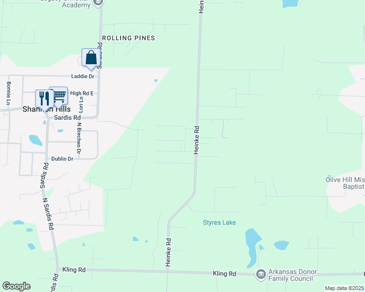 map of restaurants, bars, coffee shops, grocery stores, and more near 9229 Venus Drive in Saline County