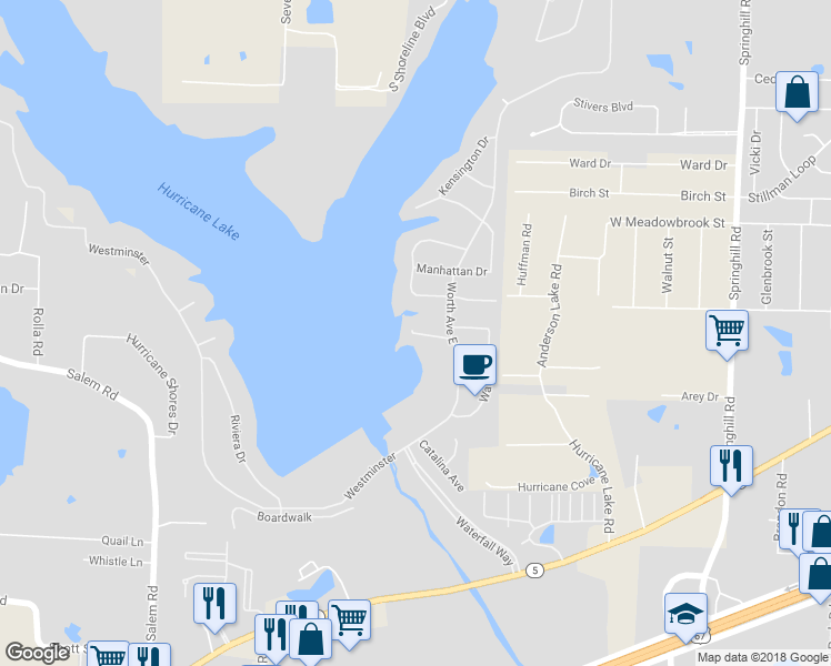 map of restaurants, bars, coffee shops, grocery stores, and more near 6015 Worth Avenue East in Benton