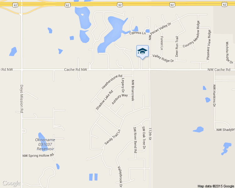 map of restaurants, bars, coffee shops, grocery stores, and more near 7 Ashbury Way in Lawton