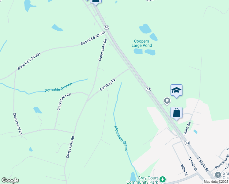 map of restaurants, bars, coffee shops, grocery stores, and more near 1515 Currys Lake Road in Gray Court