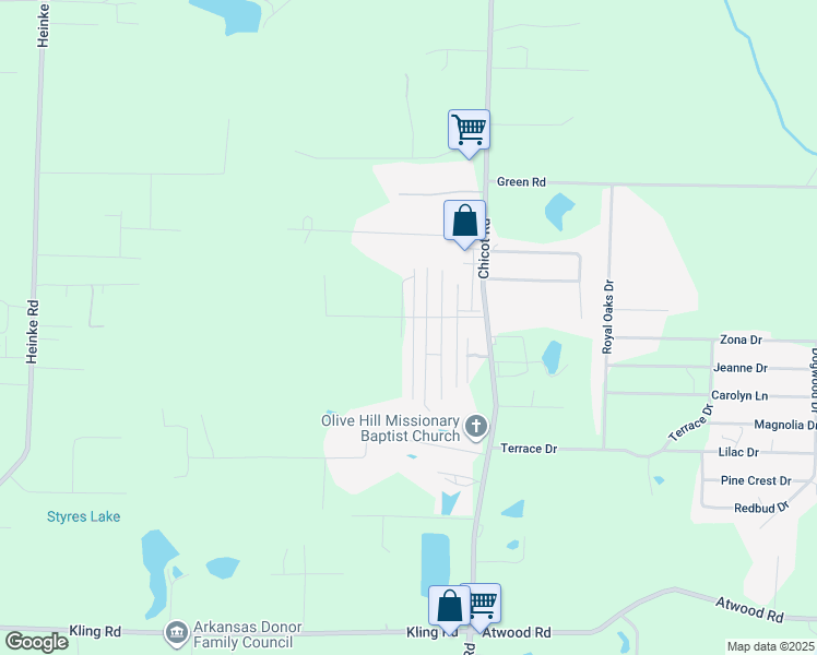 map of restaurants, bars, coffee shops, grocery stores, and more near 12000 Krestridge Drive in Saline County
