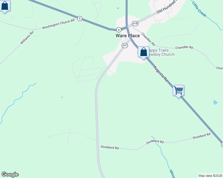 map of restaurants, bars, coffee shops, grocery stores, and more near in Ware Place