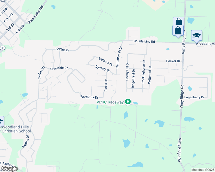 map of restaurants, bars, coffee shops, grocery stores, and more near 13494 Alexis Drive in Alexander