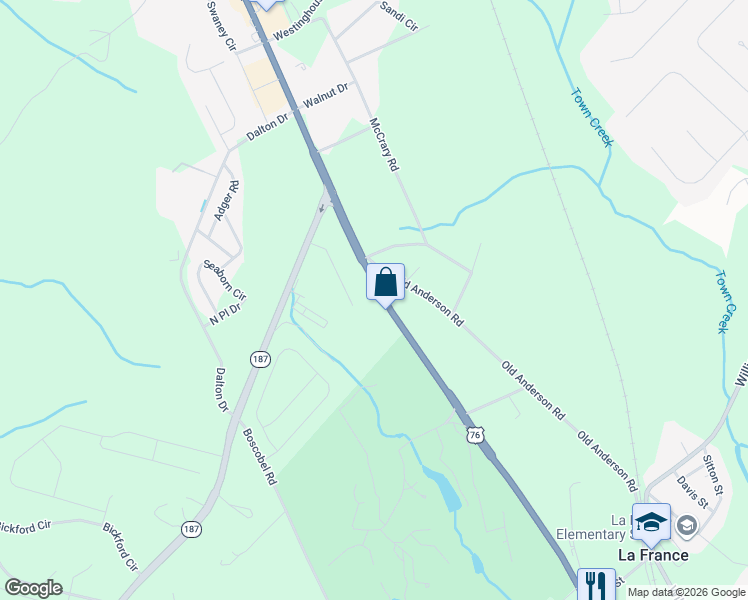 map of restaurants, bars, coffee shops, grocery stores, and more near 7217 U.S. 76 in Pendleton