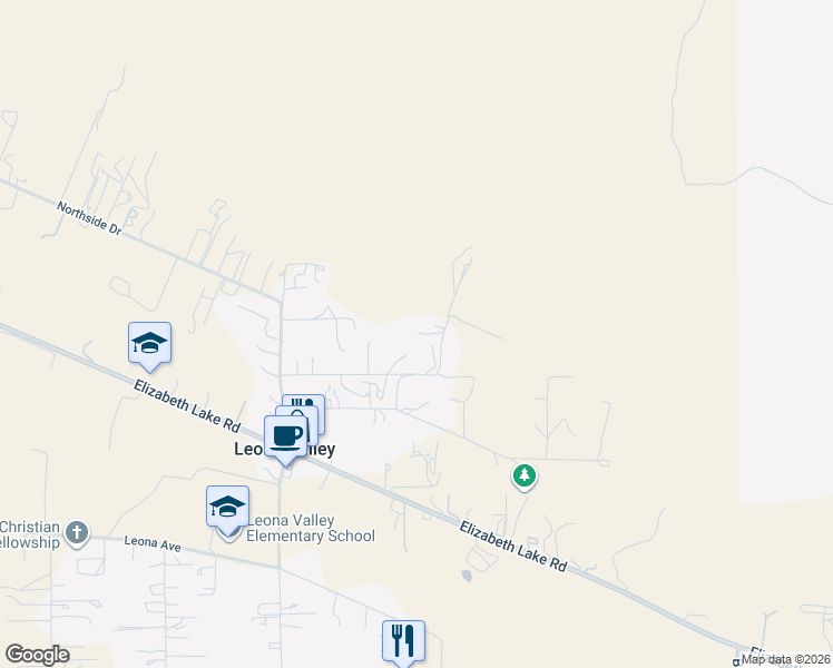 map of restaurants, bars, coffee shops, grocery stores, and more near 8665 Penhaven Lane in Leona Valley