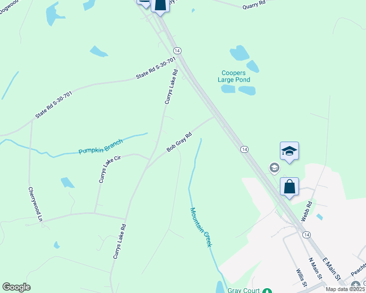 map of restaurants, bars, coffee shops, grocery stores, and more near 1515 Currys Lake Road in Gray Court