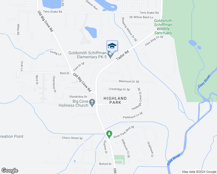 map of restaurants, bars, coffee shops, grocery stores, and more near 7558 Crestridge Drive Southeast in Owens Cross Roads