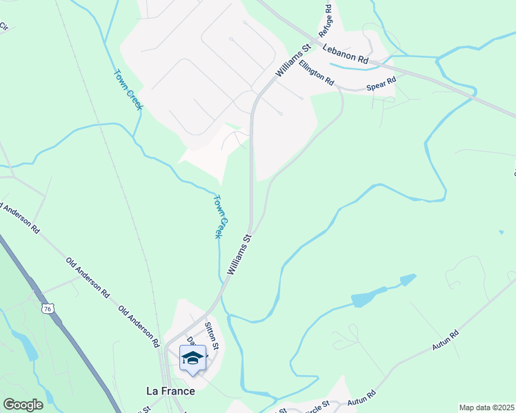 map of restaurants, bars, coffee shops, grocery stores, and more near 414 Ellington Road in Pendleton