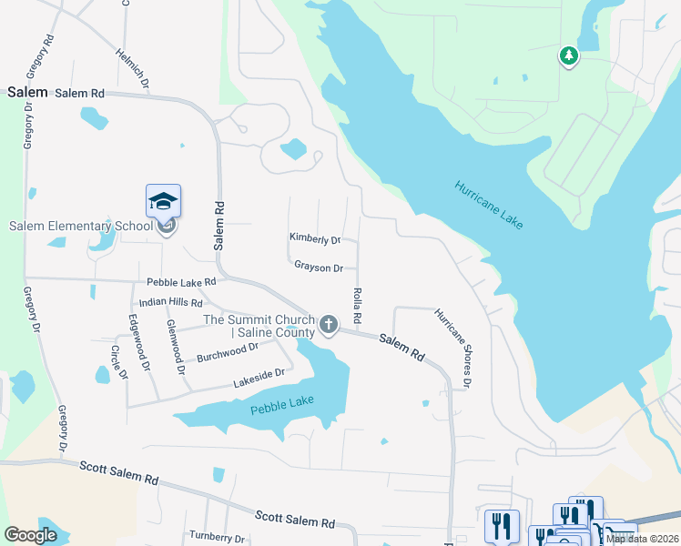 map of restaurants, bars, coffee shops, grocery stores, and more near 6533 Grayson Drive in Benton