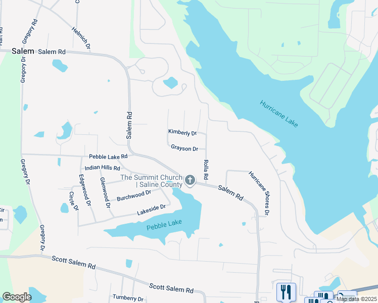 map of restaurants, bars, coffee shops, grocery stores, and more near 6533 Grayson Drive in Benton