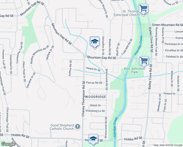 map of restaurants, bars, coffee shops, grocery stores, and more near 1004 Starr Avenue Southeast in Huntsville