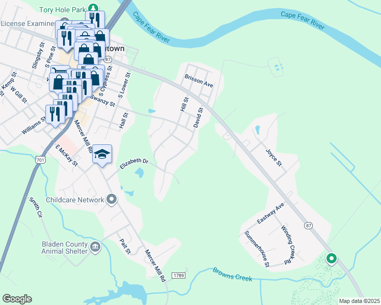 map of restaurants, bars, coffee shops, grocery stores, and more near 902 Morningside Drive in Elizabethtown