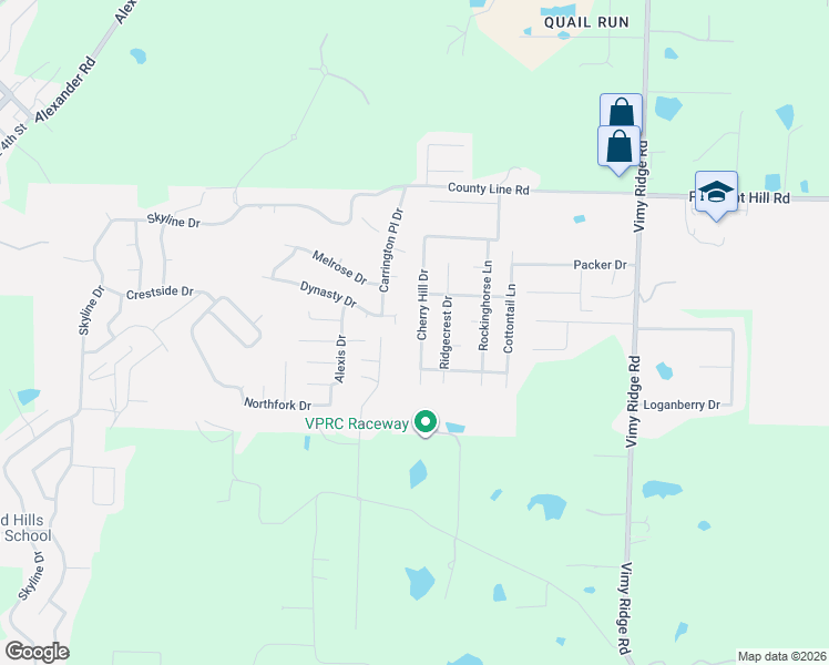 map of restaurants, bars, coffee shops, grocery stores, and more near 14124 Cherry Hill Drive in Alexander