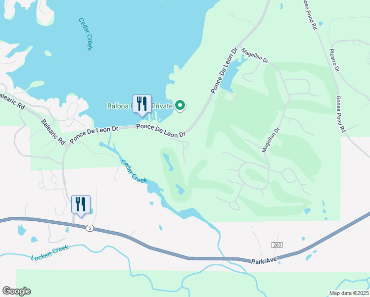 map of restaurants, bars, coffee shops, grocery stores, and more near 5 Magellan Circle in Hot Springs Village