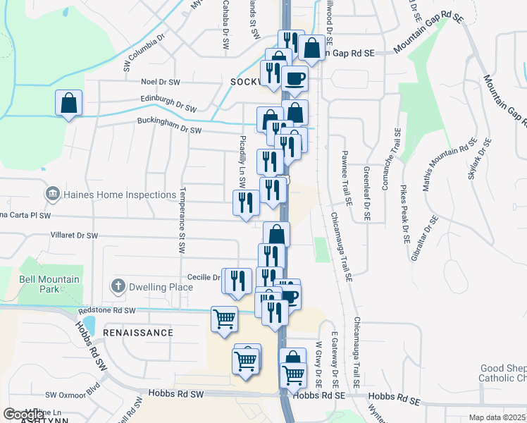 map of restaurants, bars, coffee shops, grocery stores, and more near 11234 Memorial Parkway Southwest in Huntsville