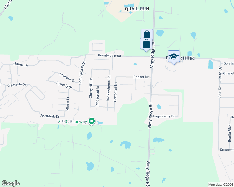 map of restaurants, bars, coffee shops, grocery stores, and more near 12707 Crawford Drive in Alexander